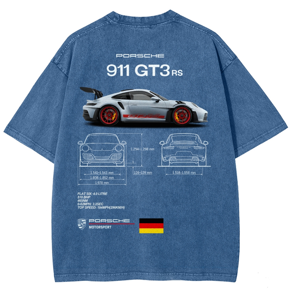 911 GT3 RS Racing Unisex Fit Washed T-Shirt