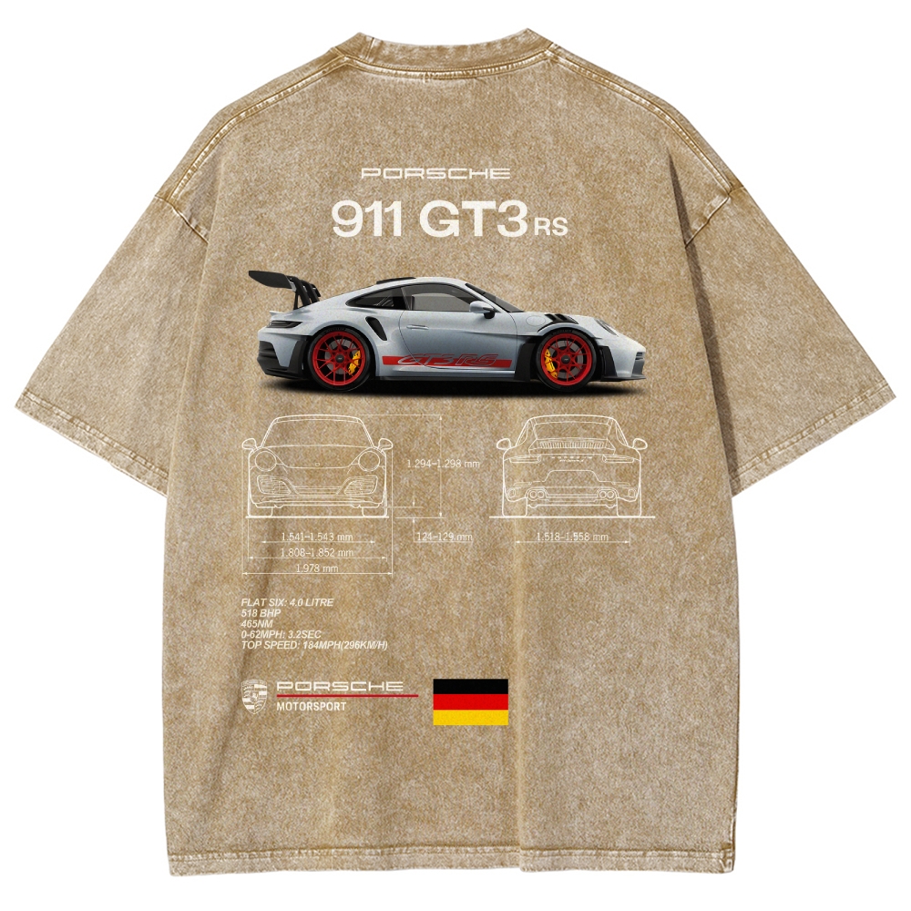 911 GT3 RS Racing Unisex Fit Washed T-Shirt