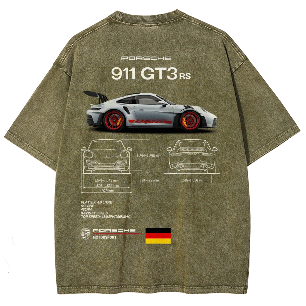 911 GT3 RS Racing Unisex Fit Washed T-Shirt