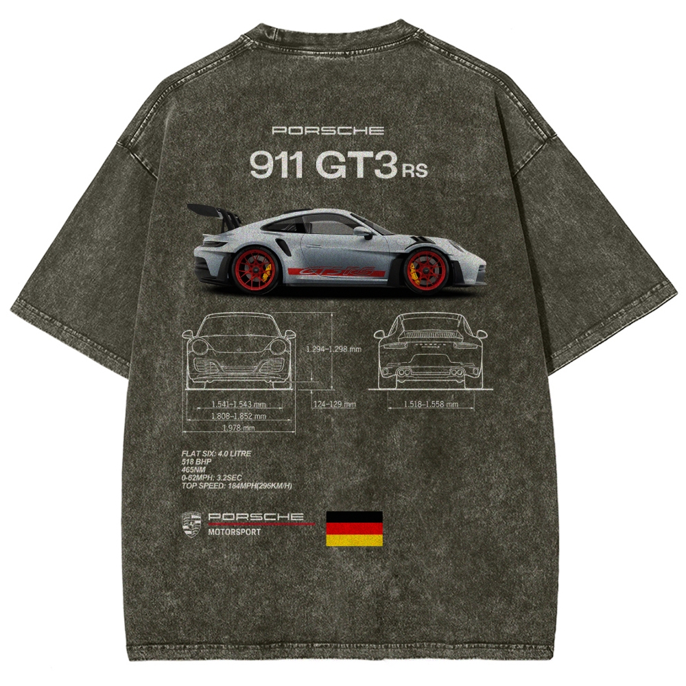 911 GT3 RS Racing Unisex Fit Washed T-Shirt