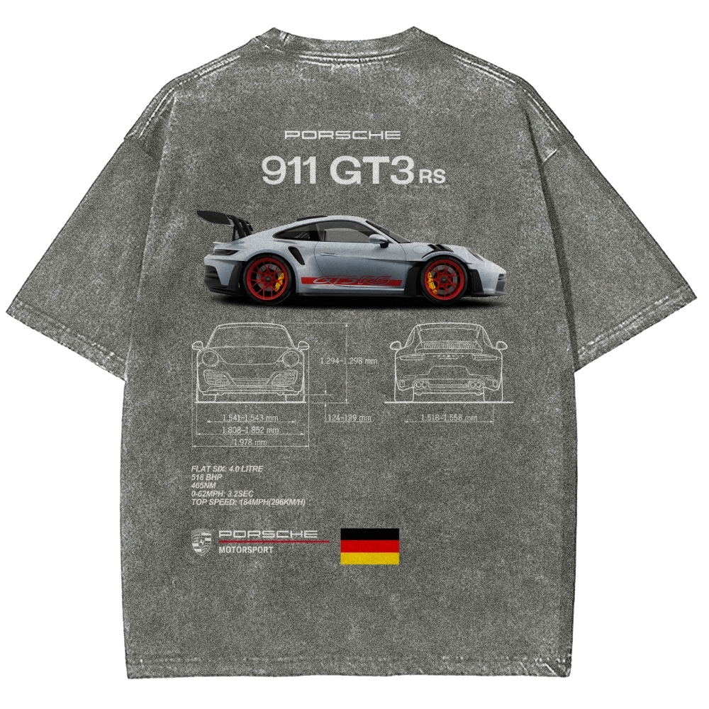 911 GT3 RS Racing Unisex Fit Washed T-Shirt