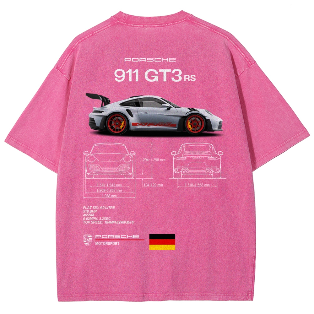 911 GT3 RS Racing Unisex Fit Washed T-Shirt
