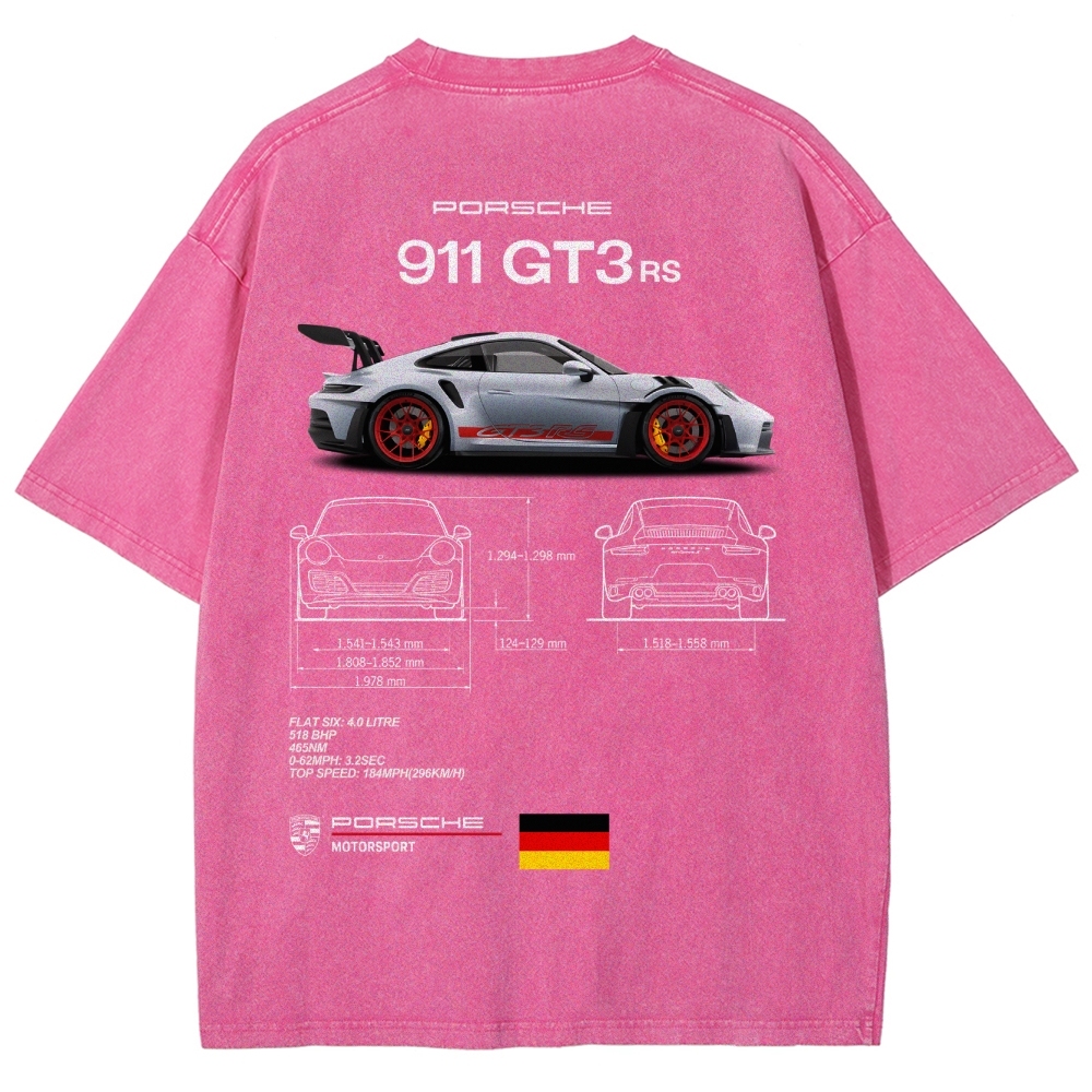 911 GT3 RS Racing Unisex Fit Washed T-Shirt