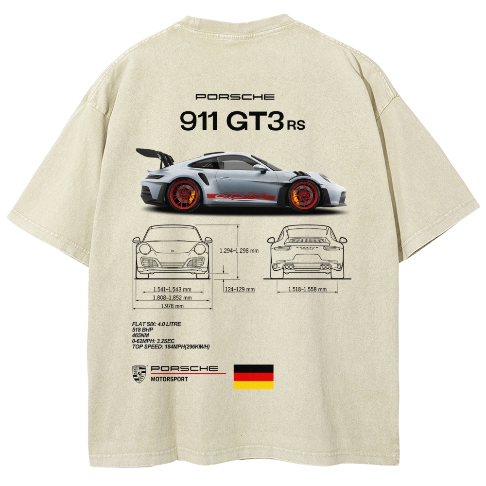 911 GT3 RS Racing Unisex Fit Washed T-Shirt