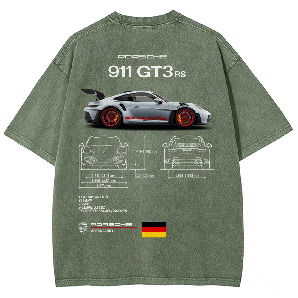 911 GT3 RS Racing Unisex Fit Washed T-Shirt