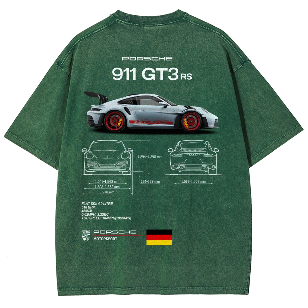 911 GT3 RS Racing Unisex Fit Washed T-Shirt