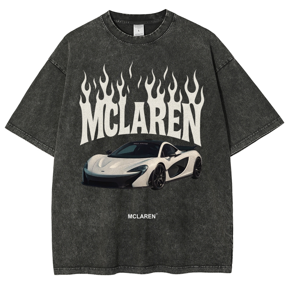 Mclaren Fire Design Unisex Fit Washed T-Shirt