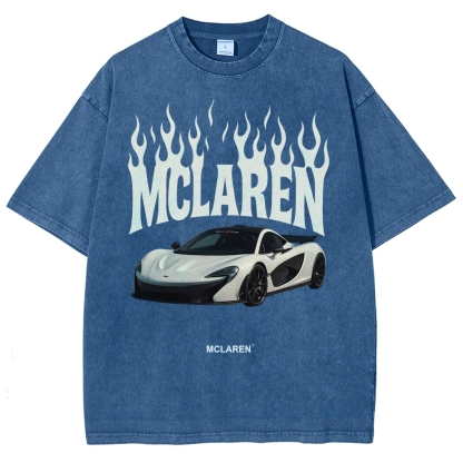 Mclaren Fire Design Unisex Fit Washed T-Shirt