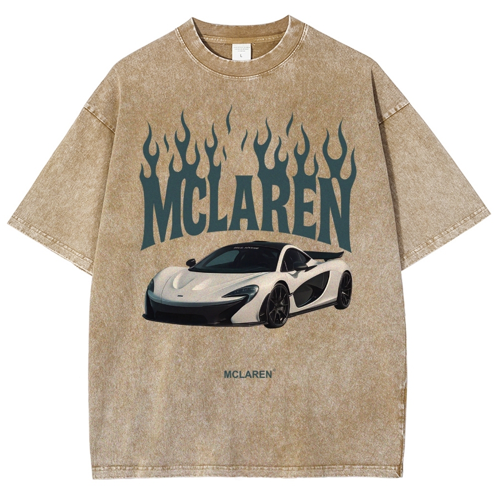 Mclaren Fire Design Unisex Fit Washed T-Shirt