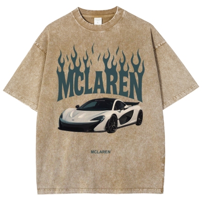 Mclaren Fire Design Unisex Fit Washed T-Shirt