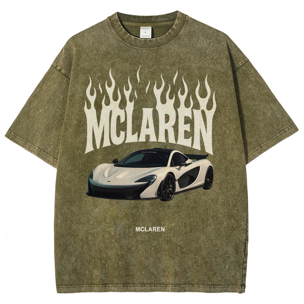 Mclaren Fire Design Unisex Fit Washed T-Shirt