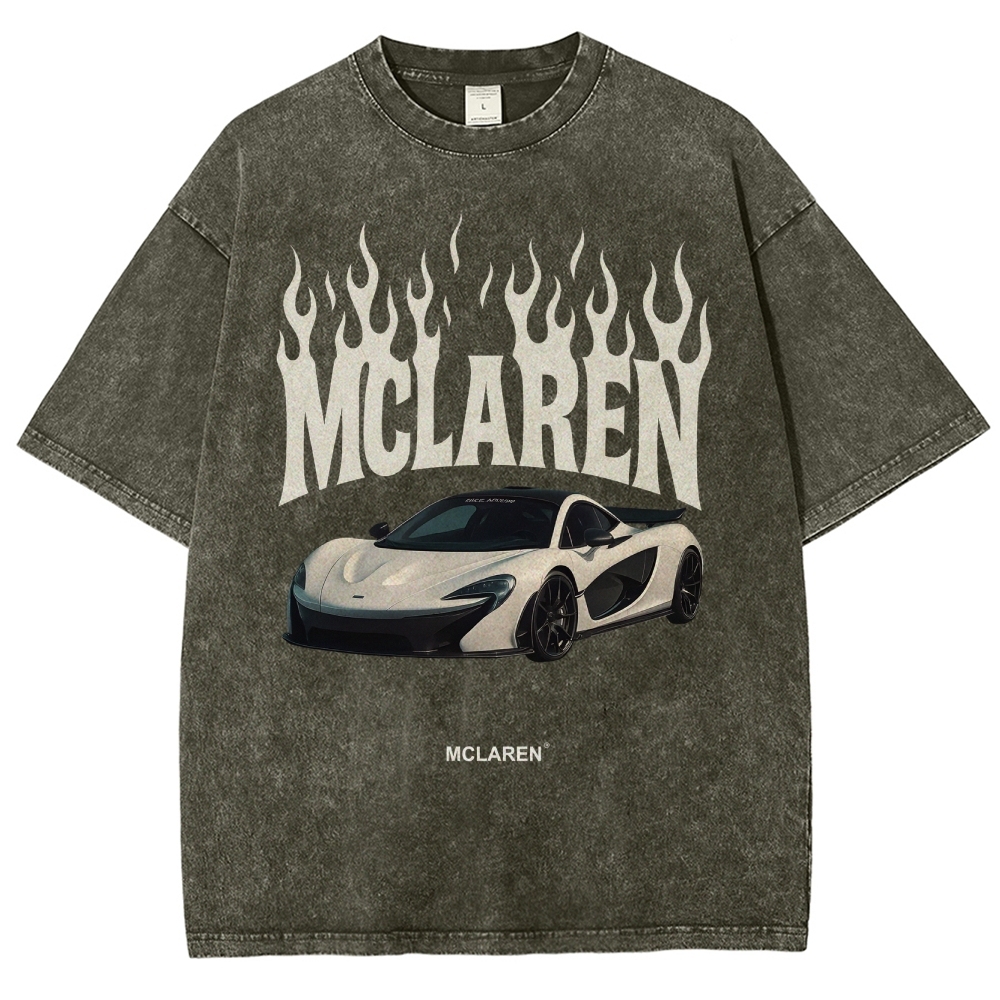 Mclaren Fire Design Unisex Fit Washed T-Shirt