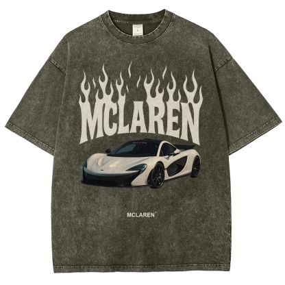 Mclaren Fire Design Unisex Fit Washed T-Shirt