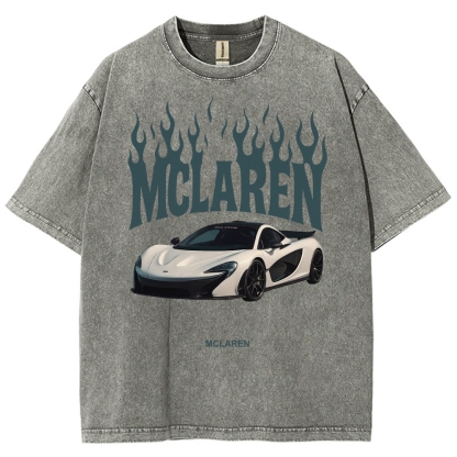 Mclaren Fire Design Unisex Fit Washed T-Shirt