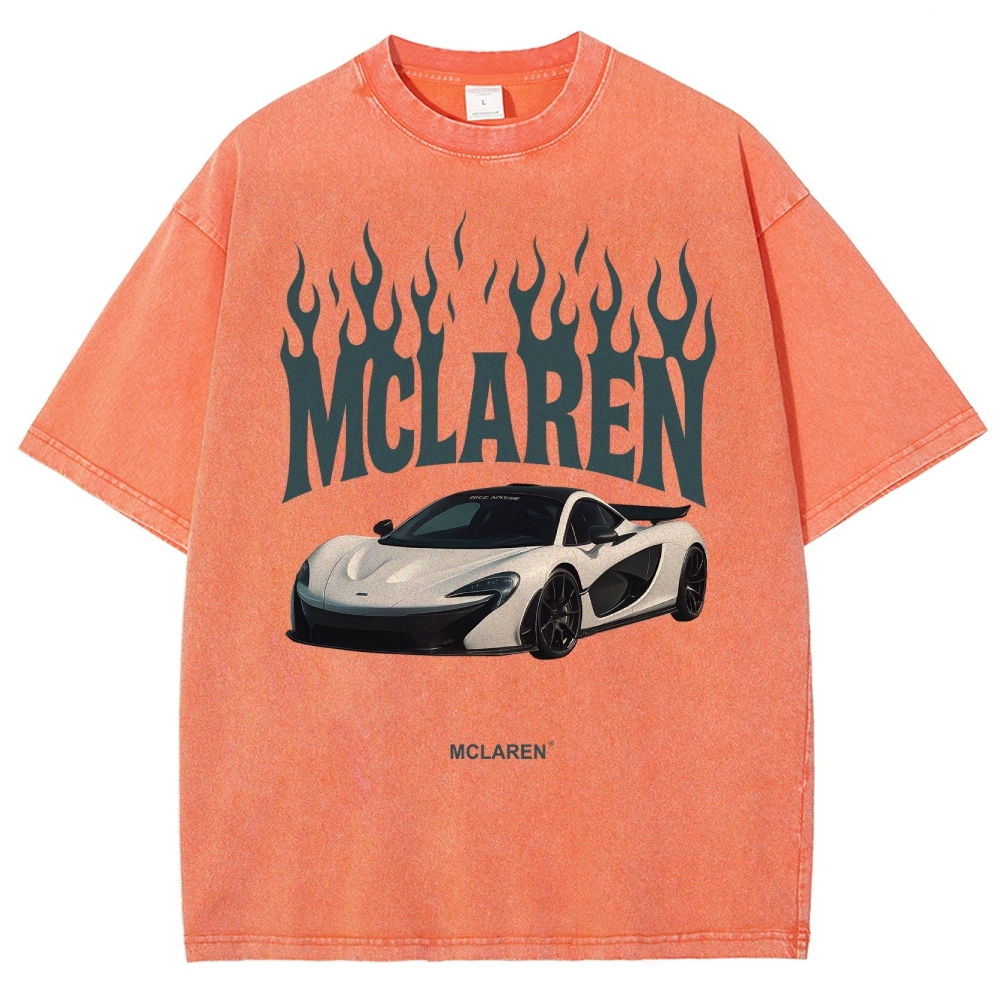 Mclaren Fire Design Unisex Fit Washed T-Shirt