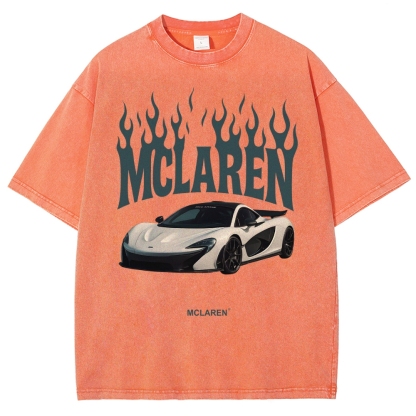 Mclaren Fire Design Unisex Fit Washed T-Shirt