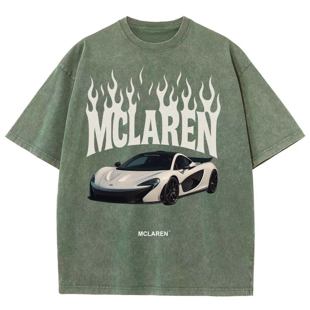 Mclaren Fire Design Unisex Fit Washed T-Shirt