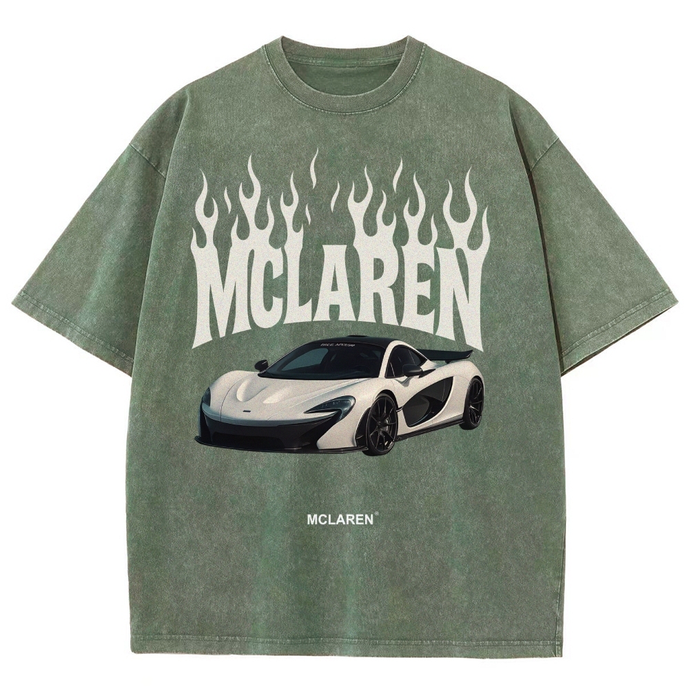 Mclaren Fire Design Unisex Fit Washed T-Shirt
