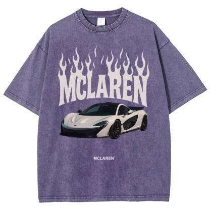 Mclaren Fire Design Unisex Fit Washed T-Shirt