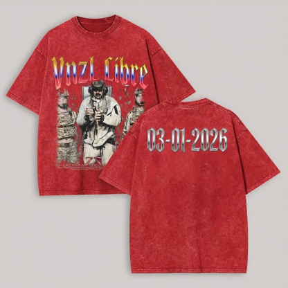 Venezuela Libre Printed Unisex Washed T-Shirt