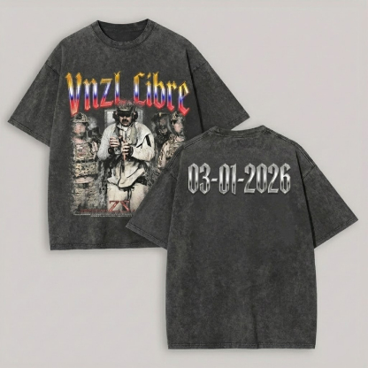 Venezuela Libre Printed Unisex Washed T-Shirt