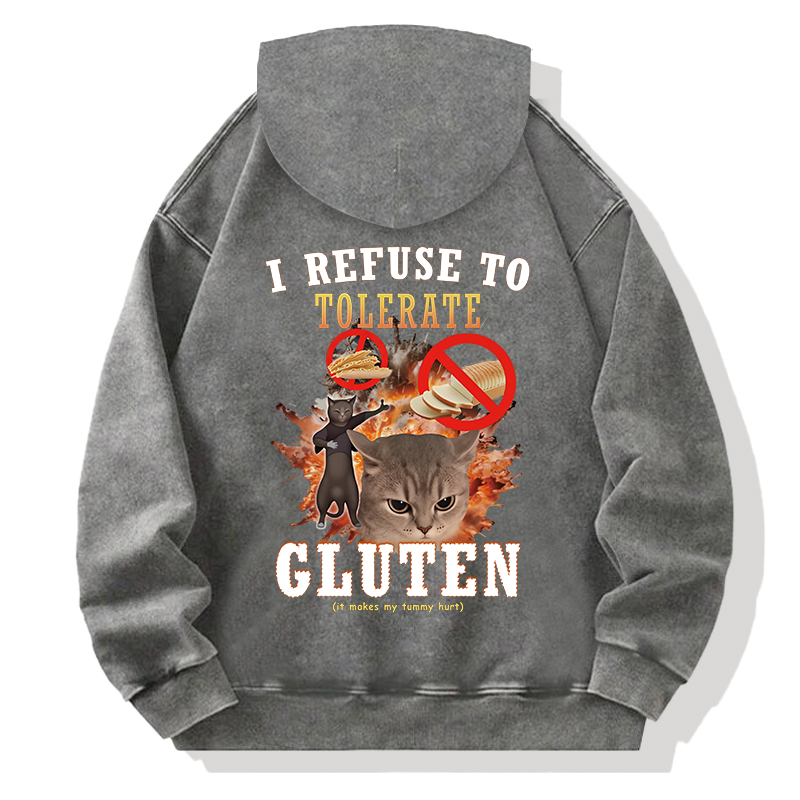 Tokyocanvas I Refuse to Tolerate Gluten Back Washed Hoodie