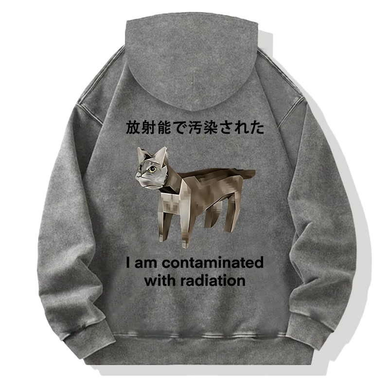 Tokyocanvas Cat Contaminated By Radiation Back Washed Hoodie