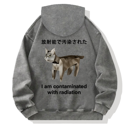 Tokyocanvas Cat Contaminated By Radiation Back Washed Hoodie