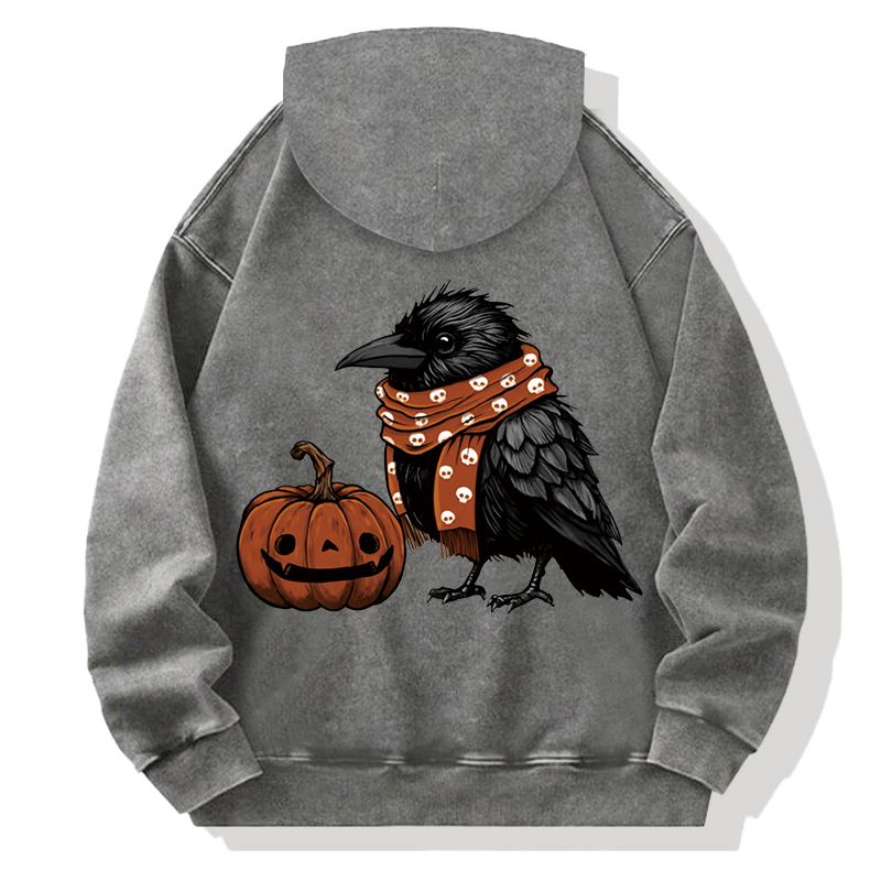 Tokyocanvas Crow and Pumpkin Back Washed Hoodie