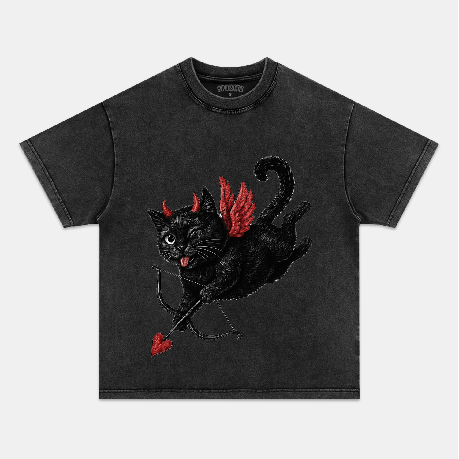 Valentine’s Dark Cupid Cat Vintage T-Shirt