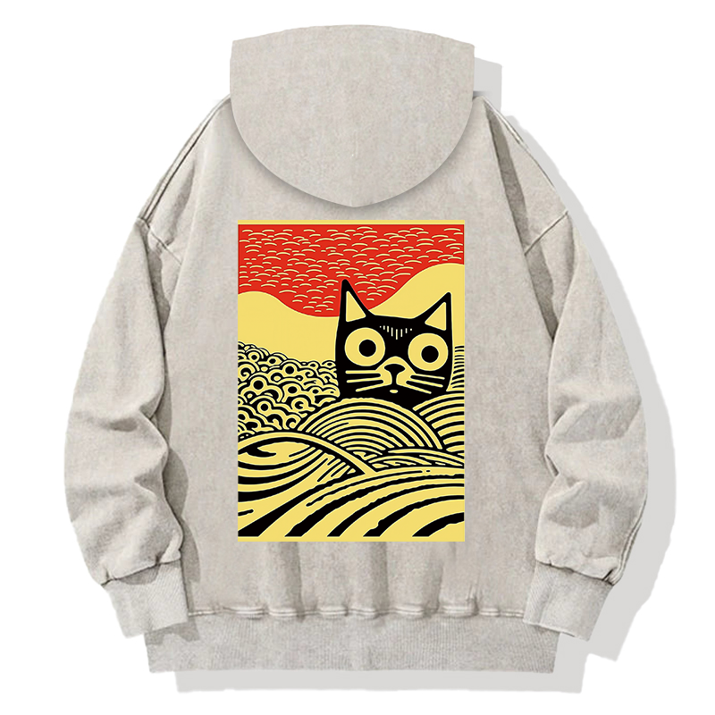 Tokyocanvas Meow Kawaii Cat Japanese Back Washed Hoodie