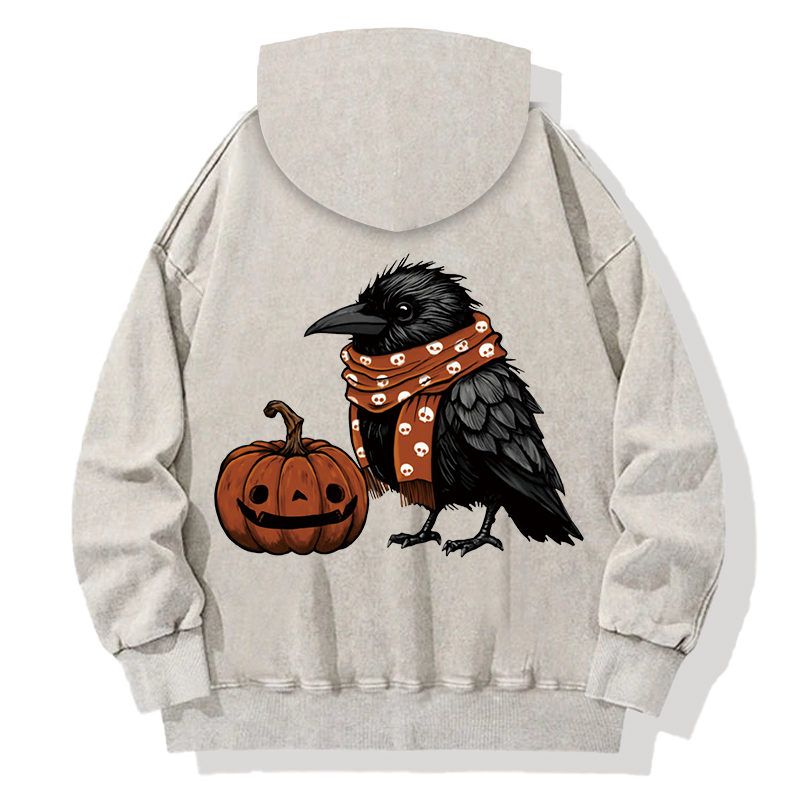 Tokyocanvas Crow and Pumpkin Back Washed Hoodie