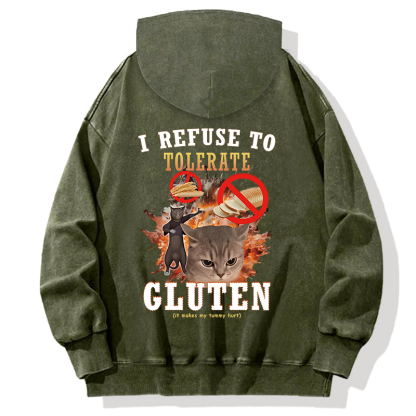 Tokyocanvas I Refuse to Tolerate Gluten Back Washed Hoodie