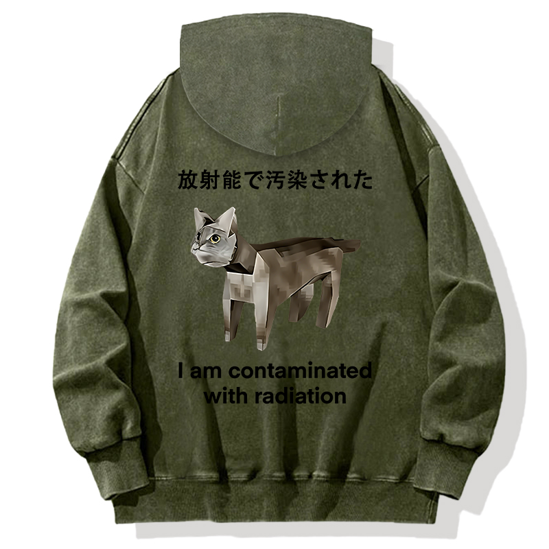 Tokyocanvas Cat Contaminated By Radiation Back Washed Hoodie