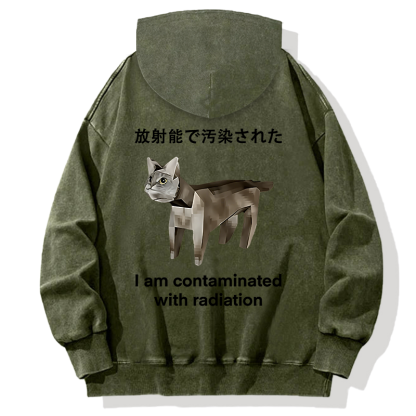 Tokyocanvas Cat Contaminated By Radiation Back Washed Hoodie