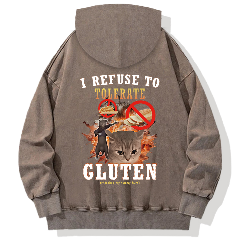 Tokyocanvas I Refuse to Tolerate Gluten Back Washed Hoodie