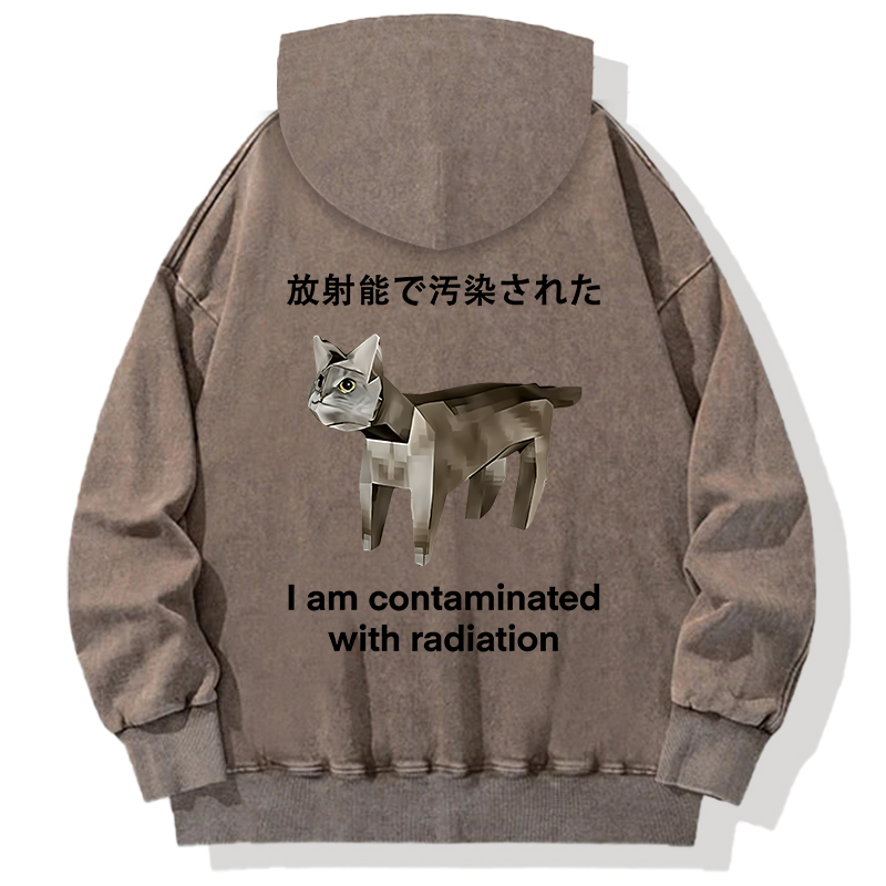 Tokyocanvas Cat Contaminated By Radiation Back Washed Hoodie