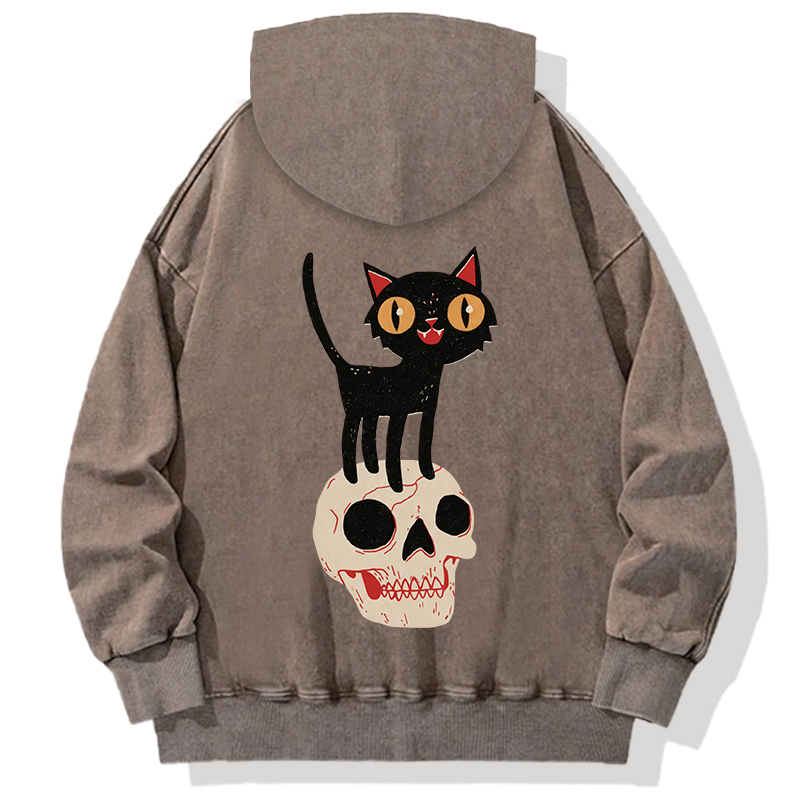 Tokyocanvas Look What The Halloween Cat Back Washed Hoodie