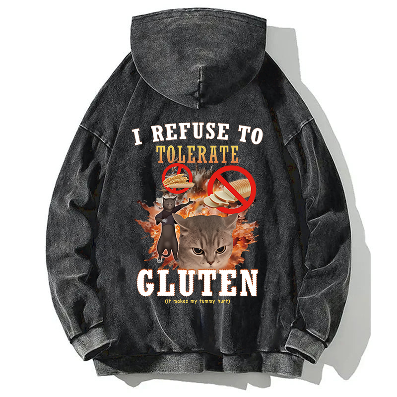 Tokyocanvas I Refuse to Tolerate Gluten Back Washed Hoodie
