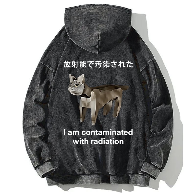 Tokyocanvas Cat Contaminated By Radiation Back Washed Hoodie