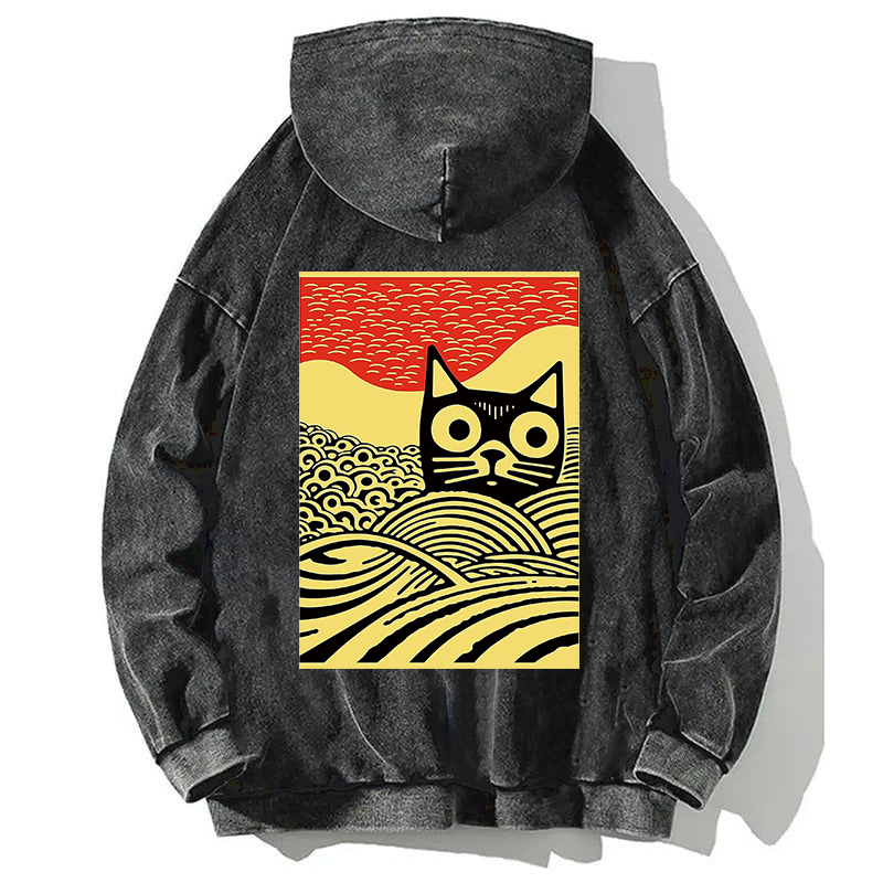 Tokyocanvas Meow Kawaii Cat Japanese Back Washed Hoodie