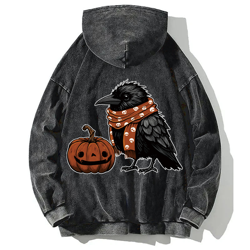 Tokyocanvas Crow and Pumpkin Back Washed Hoodie