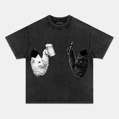 Fun Cat Unisex Fit Washed T-Shirt