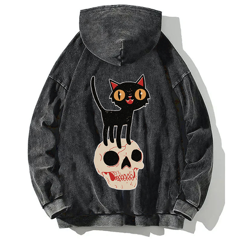 Tokyocanvas Look What The Halloween Cat Back Washed Hoodie