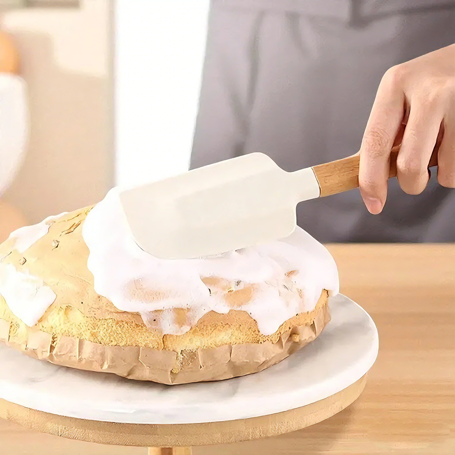 Handmade Silicone Spatula Set: Wood Handle, Heat-Resistant