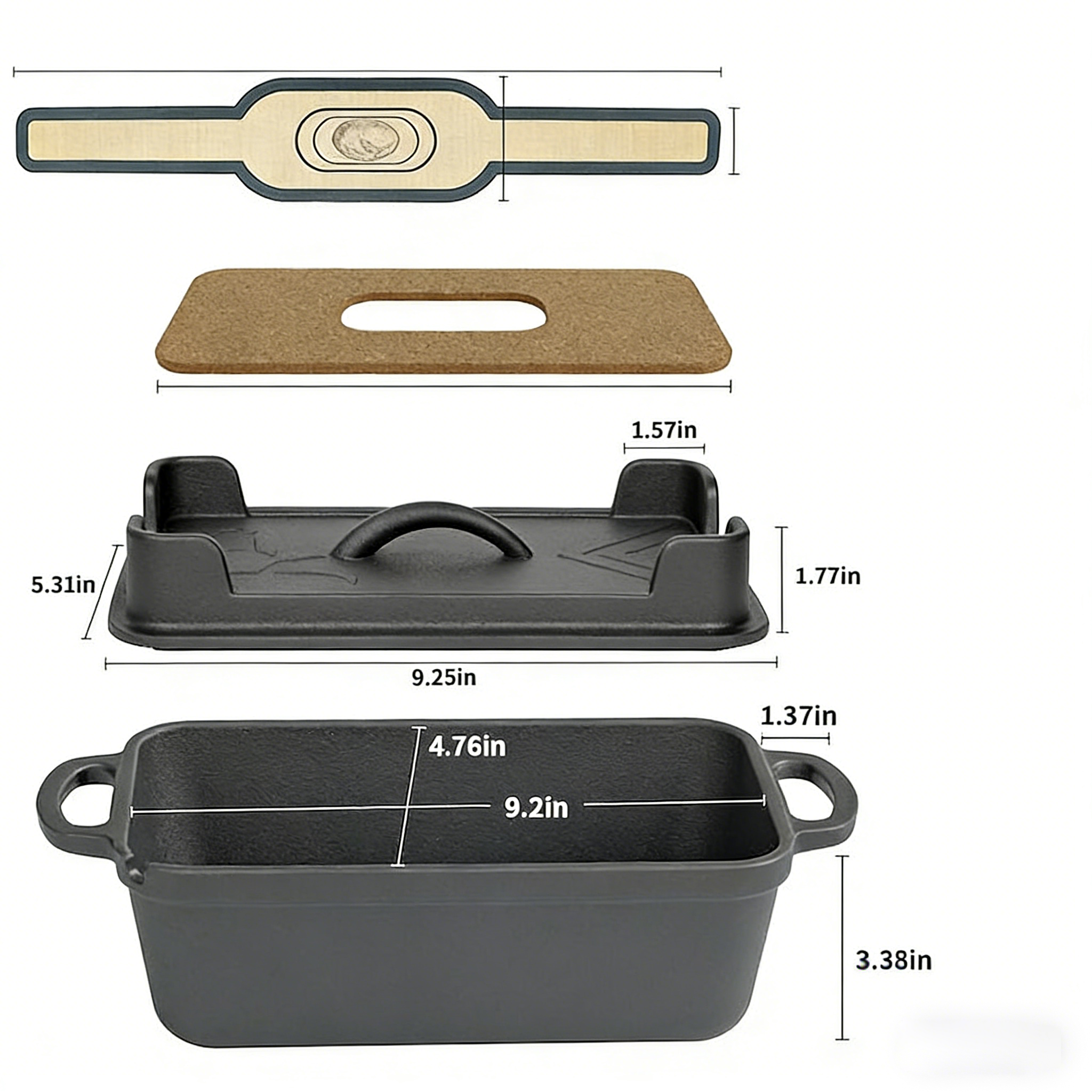 Cast Iron Rectangular Baking Pan with Lid