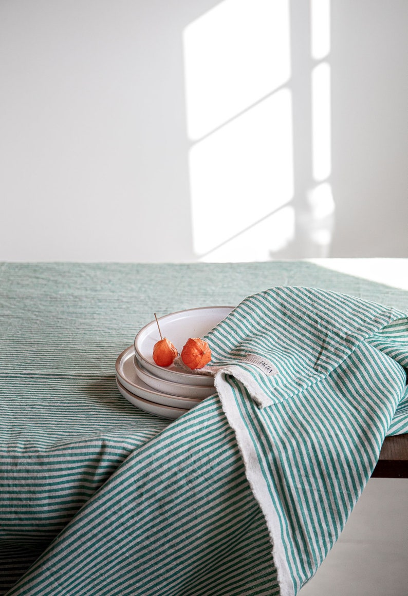 Striped Linen Home Dining Tablecloth