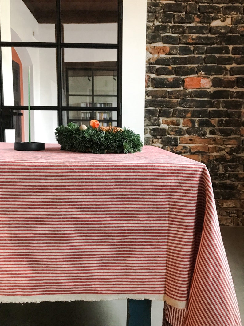 Striped Linen Home Dining Tablecloth