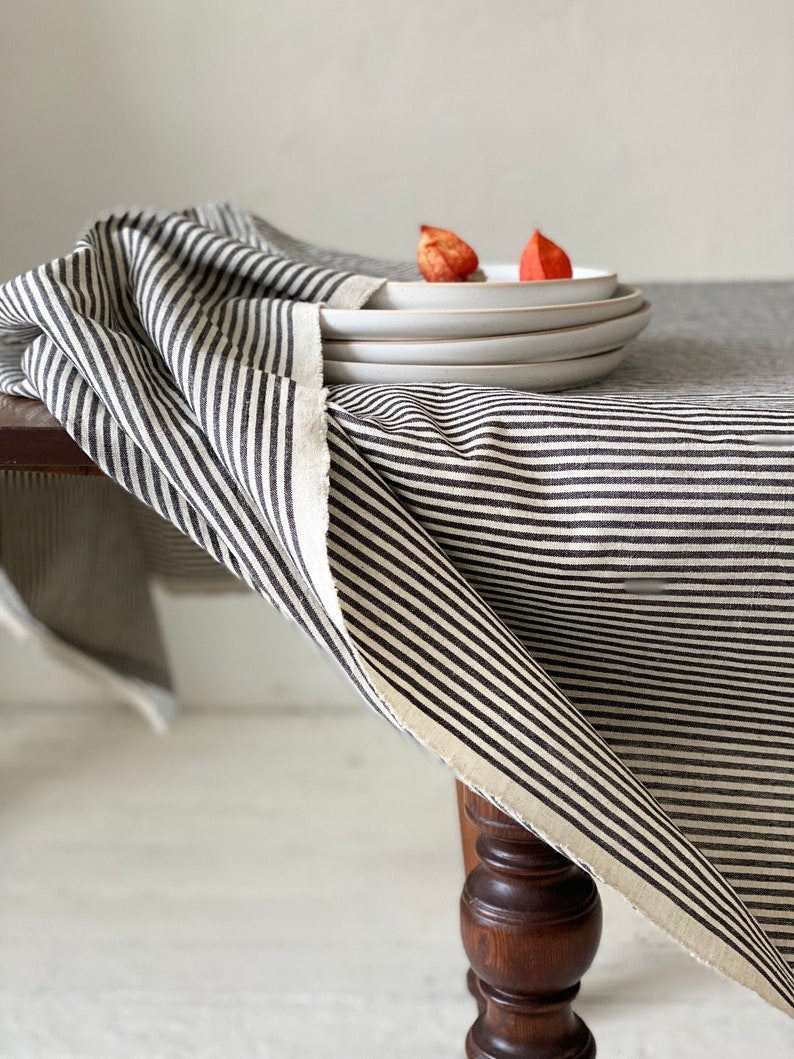 Striped Linen Home Dining Tablecloth