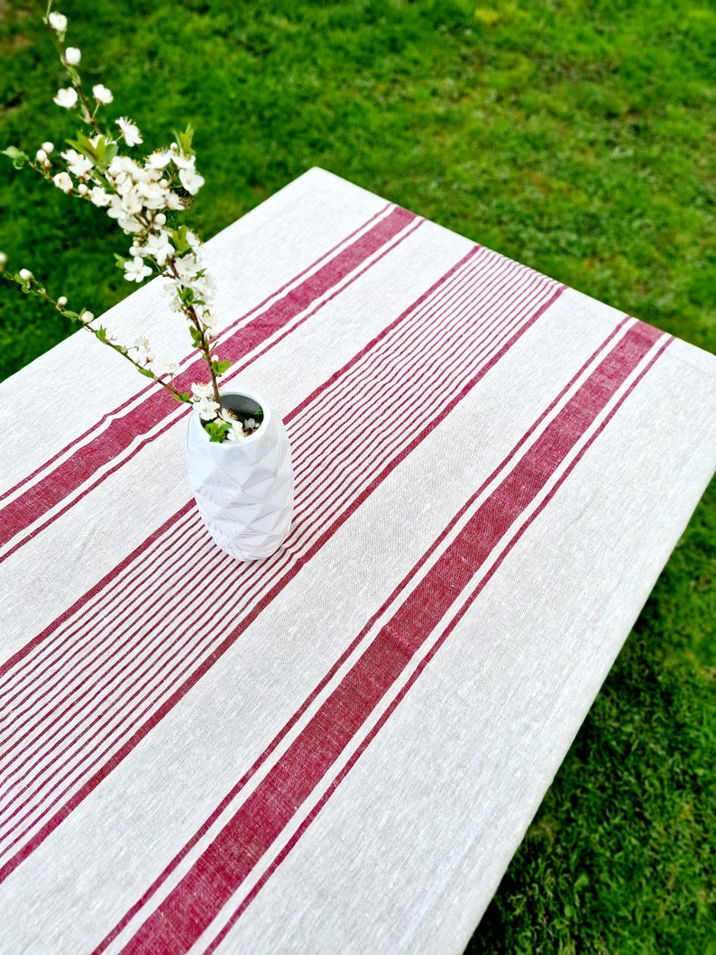 Striped Linen Home Tablecloth